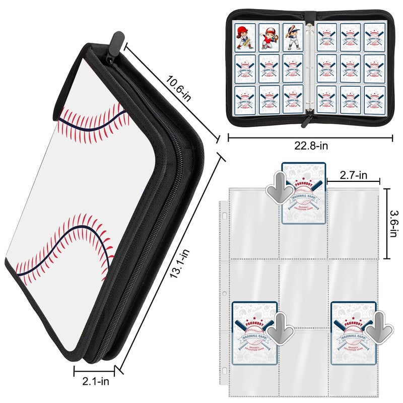 POKONBOY 900 Pockets Baseball Card Binder for Baseball Trading Cards, Display Case with Baseball Card Sleeves Card Holder Protectors Set for Football Card and Sports Card - Image 2